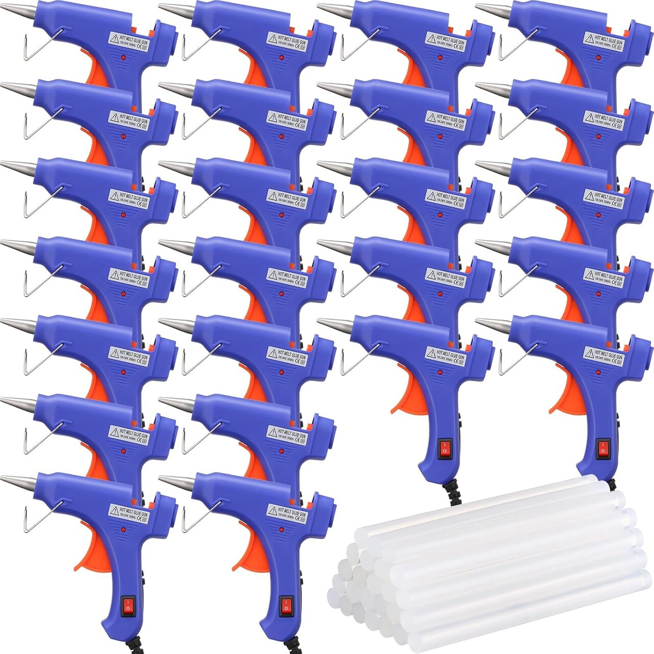 24 Pieces Glue Guns Bulk Mini Hot Melt Gun with Glue Sticks Kit for Kids Art Crafts DIY Home School Project Christmas Decoration Quick Repairs(Blue)